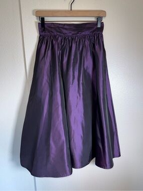VINTAGE GUNNE SAX 80s Metallic Purple Satin-Lined Full Length Maxi Skirt 9
